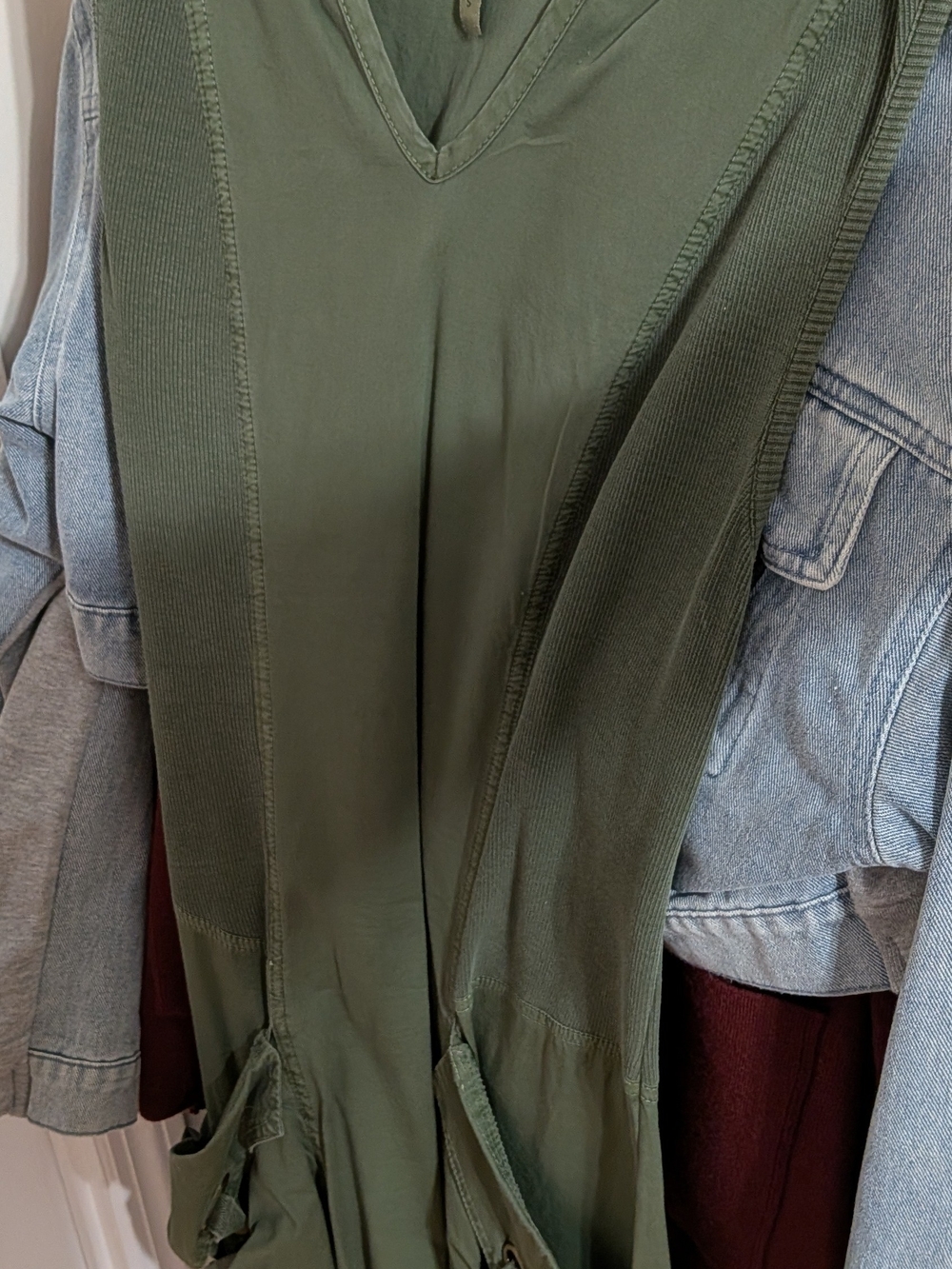 XCVI Olive Utility V-Neck Sleeveless Dress with Tie Details